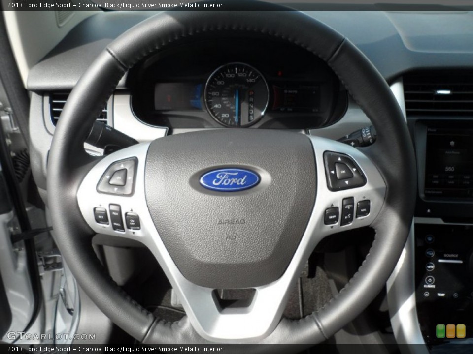Charcoal Black/Liquid Silver Smoke Metallic Interior Steering Wheel for the 2013 Ford Edge Sport #67811697