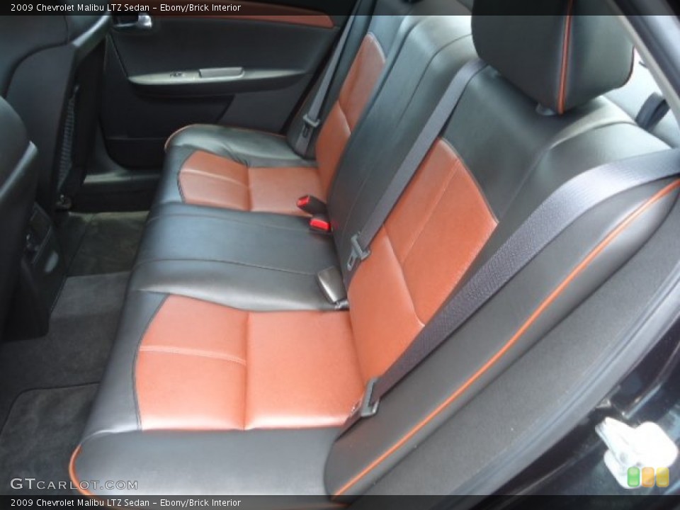 Ebony/Brick Interior Rear Seat for the 2009 Chevrolet Malibu LTZ Sedan #67815960