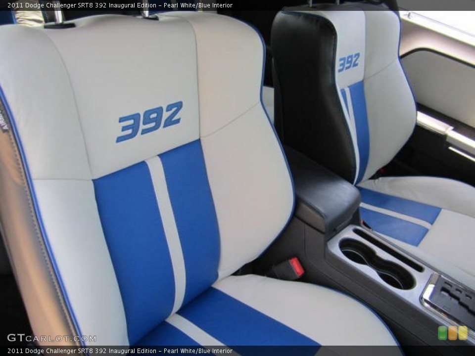 Pearl White/Blue Interior Front Seat for the 2011 Dodge Challenger SRT8 392 Inaugural Edition #67828506