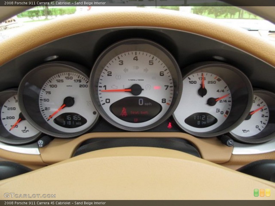 Sand Beige Interior Gauges for the 2008 Porsche 911 Carrera 4S Cabriolet #67893404