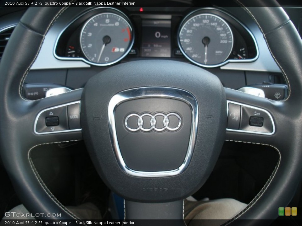 Black Silk Nappa Leather Interior Steering Wheel for the 2010 Audi S5 4.2 FSI quattro Coupe #67939973
