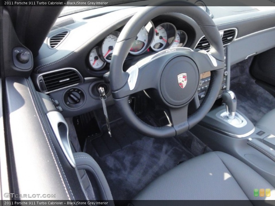 Black/Stone Grey Interior Steering Wheel for the 2011 Porsche 911 Turbo Cabriolet #67950341