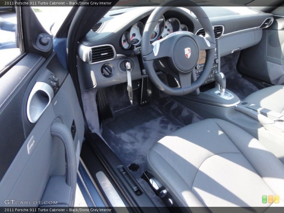 Black/Stone Grey Interior Prime Interior for the 2011 Porsche 911 Turbo Cabriolet #67950350