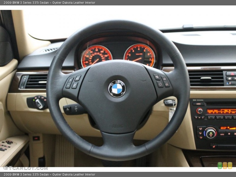 Oyster Dakota Leather Interior Steering Wheel for the 2009 BMW 3 Series 335i Sedan #67968078
