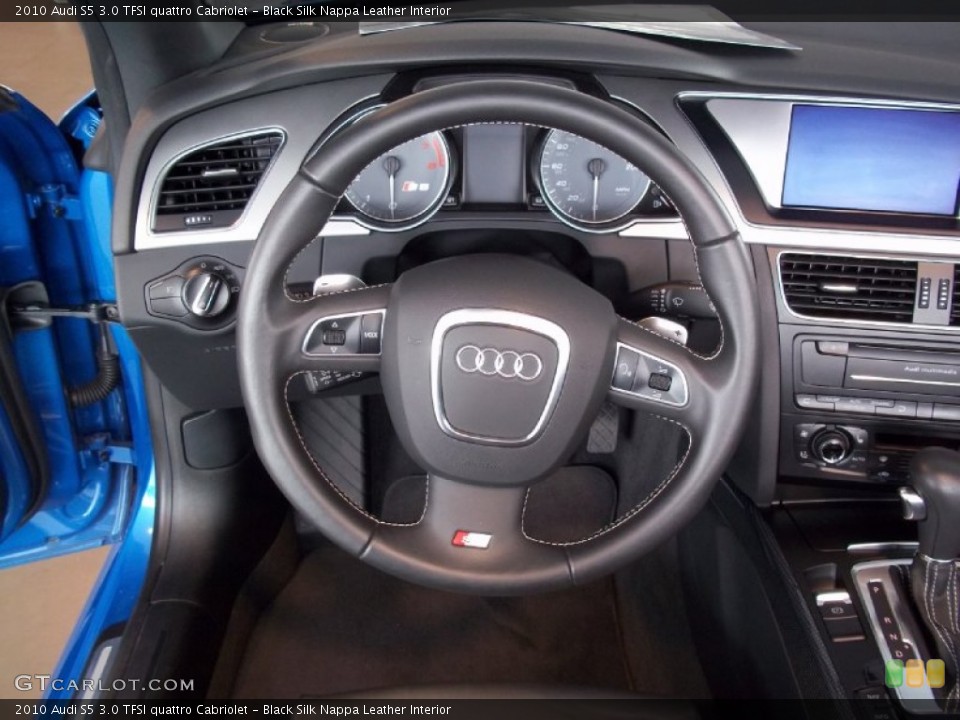 Black Silk Nappa Leather Interior Steering Wheel for the 2010 Audi S5 3.0 TFSI quattro Cabriolet #67997898