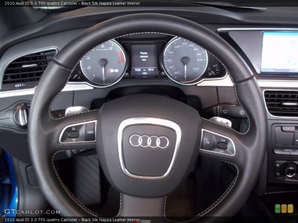 Black Silk Nappa Leather Interior Steering Wheel for the 2010 Audi S5 3.0 TFSI quattro Cabriolet #67997969