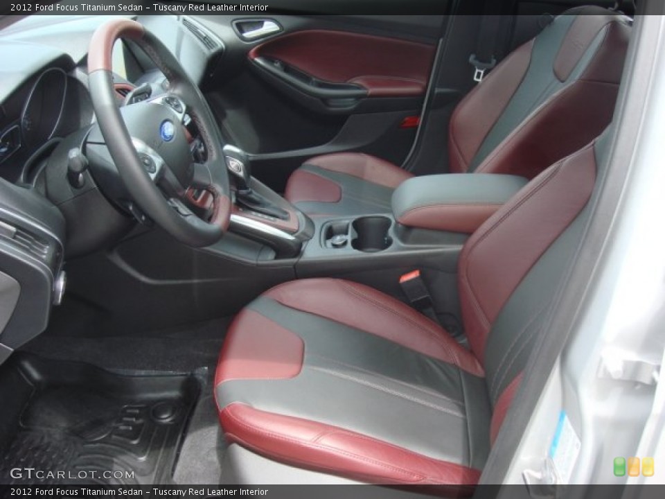Tuscany Red Leather Interior Front Seat for the 2012 Ford Focus Titanium Sedan #68014516