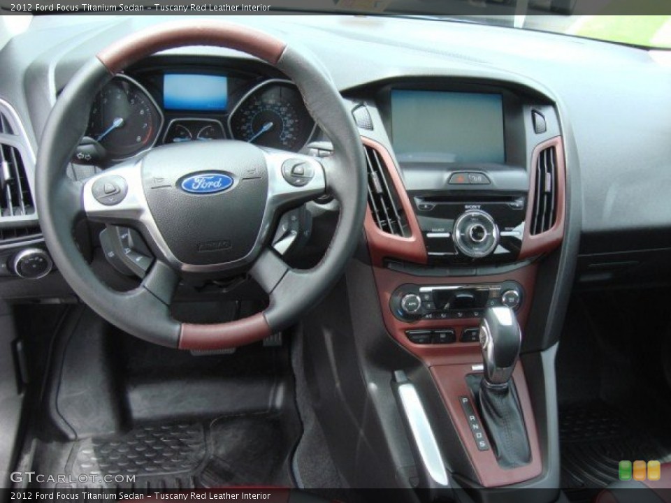 Tuscany Red Leather Interior Dashboard for the 2012 Ford Focus Titanium Sedan #68014528