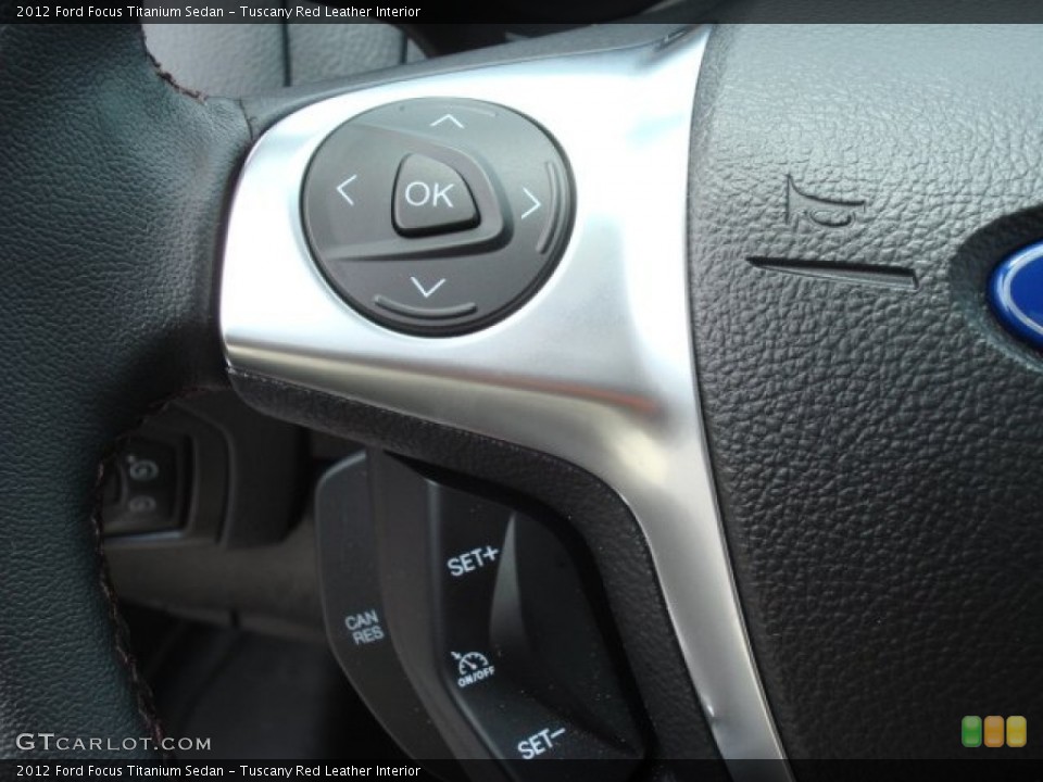 Tuscany Red Leather Interior Controls for the 2012 Ford Focus Titanium Sedan #68014585