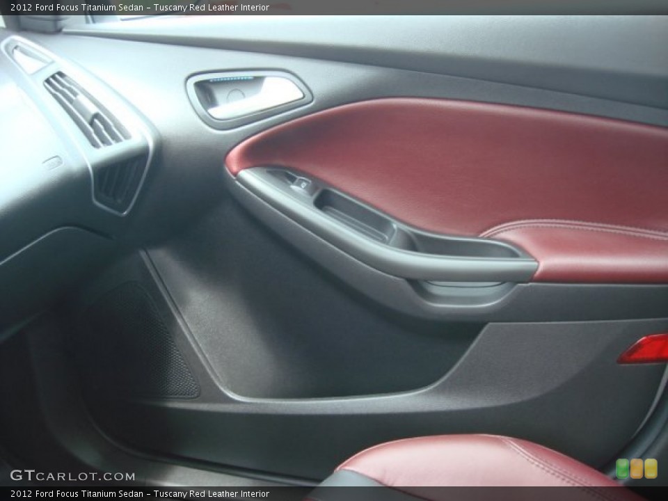 Tuscany Red Leather Interior Door Panel for the 2012 Ford Focus Titanium Sedan #68014609
