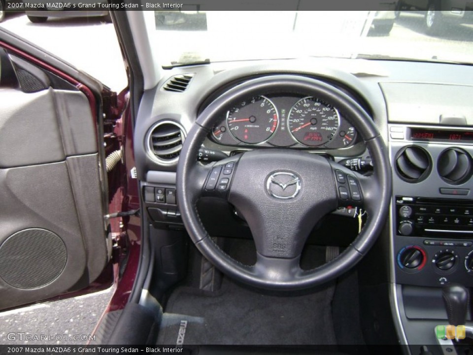 Black Interior Steering Wheel for the 2007 Mazda MAZDA6 s Grand Touring Sedan #68016204