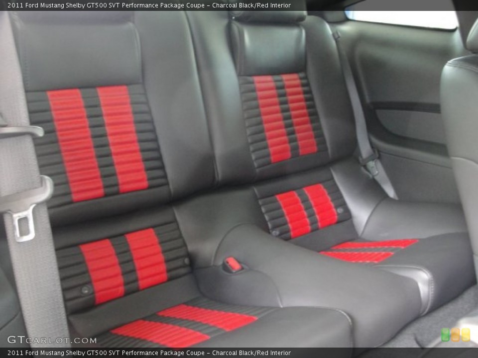 Charcoal Black/Red Interior Rear Seat for the 2011 Ford Mustang Shelby GT500 SVT Performance Package Coupe #68033963