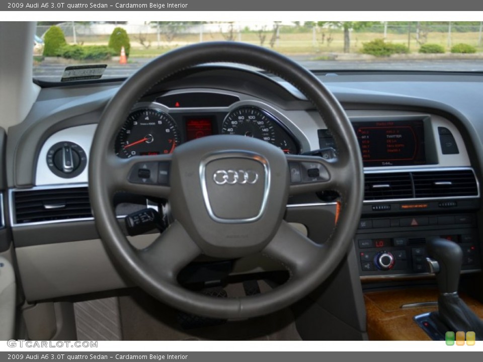 Cardamom Beige Interior Steering Wheel for the 2009 Audi A6 3.0T quattro Sedan #68034125