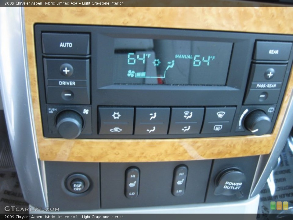 Light Graystone Interior Controls for the 2009 Chrysler Aspen Hybrid Limited 4x4 #68063624