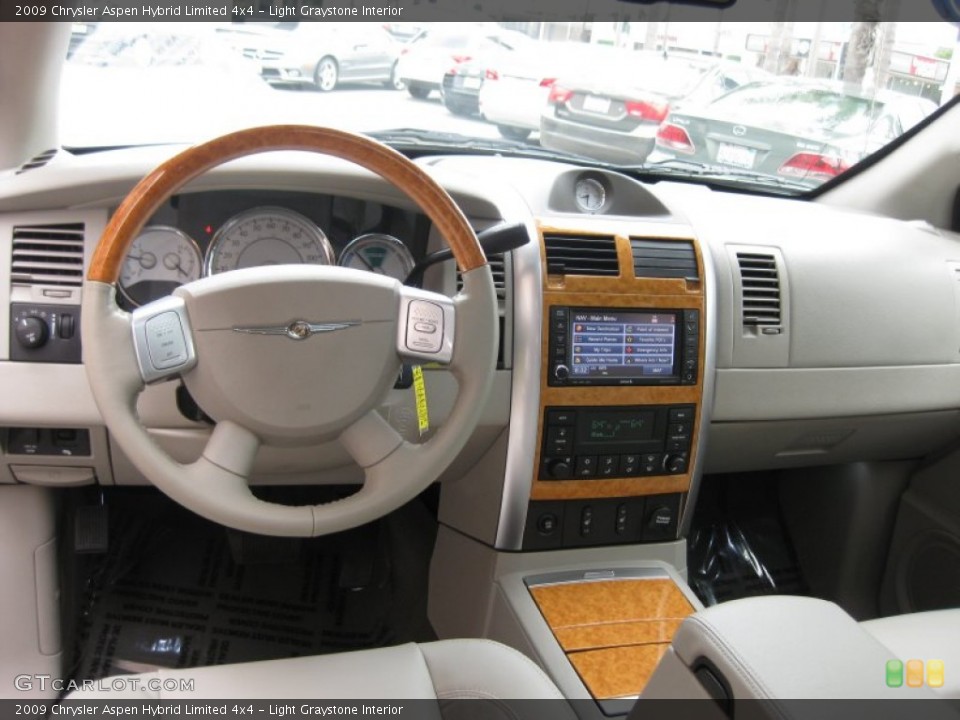 Light Graystone Interior Dashboard for the 2009 Chrysler Aspen Hybrid Limited 4x4 #68063714