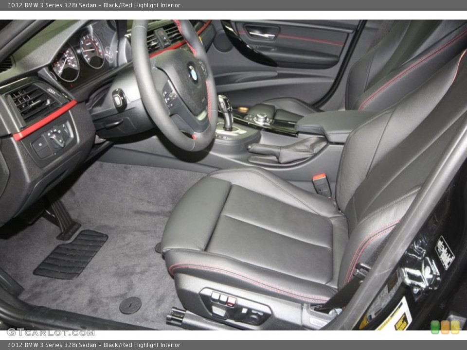 Black/Red Highlight Interior Photo for the 2012 BMW 3 Series 328i Sedan #68069978