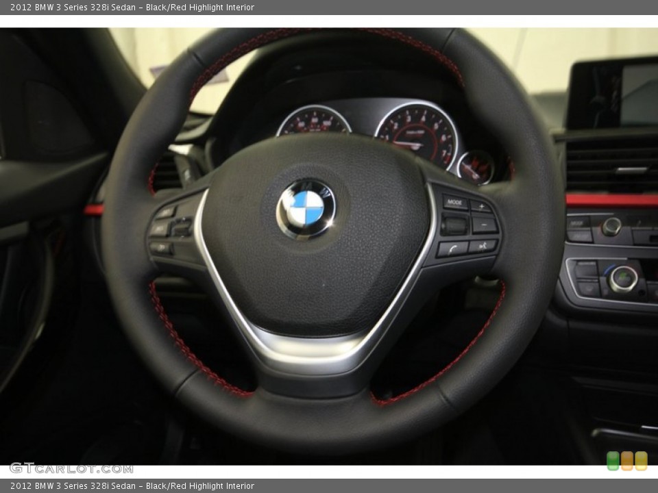 Black/Red Highlight Interior Steering Wheel for the 2012 BMW 3 Series 328i Sedan #68070041