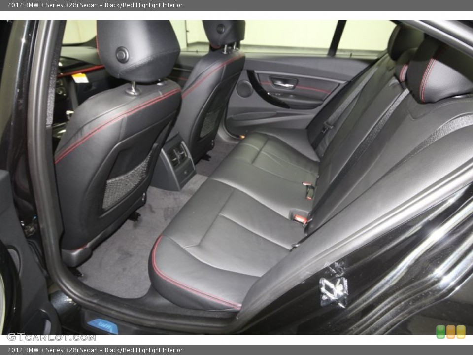 Black/Red Highlight Interior Rear Seat for the 2012 BMW 3 Series 328i Sedan #68070082