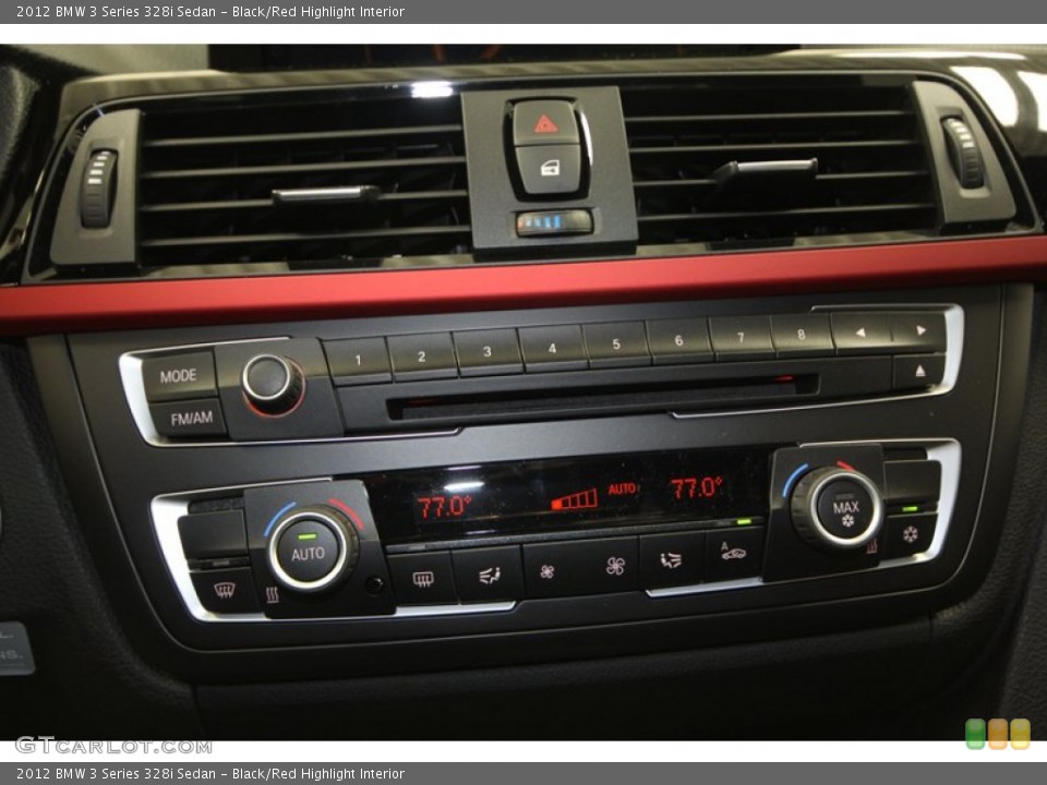 Black/Red Highlight Interior Controls for the 2012 BMW 3 Series 328i Sedan #68070134
