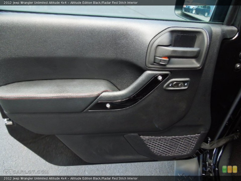 Altitude Edition Black/Radar Red Stitch Interior Door Panel for the 2012 Jeep Wrangler Unlimited Altitude 4x4 #68090132