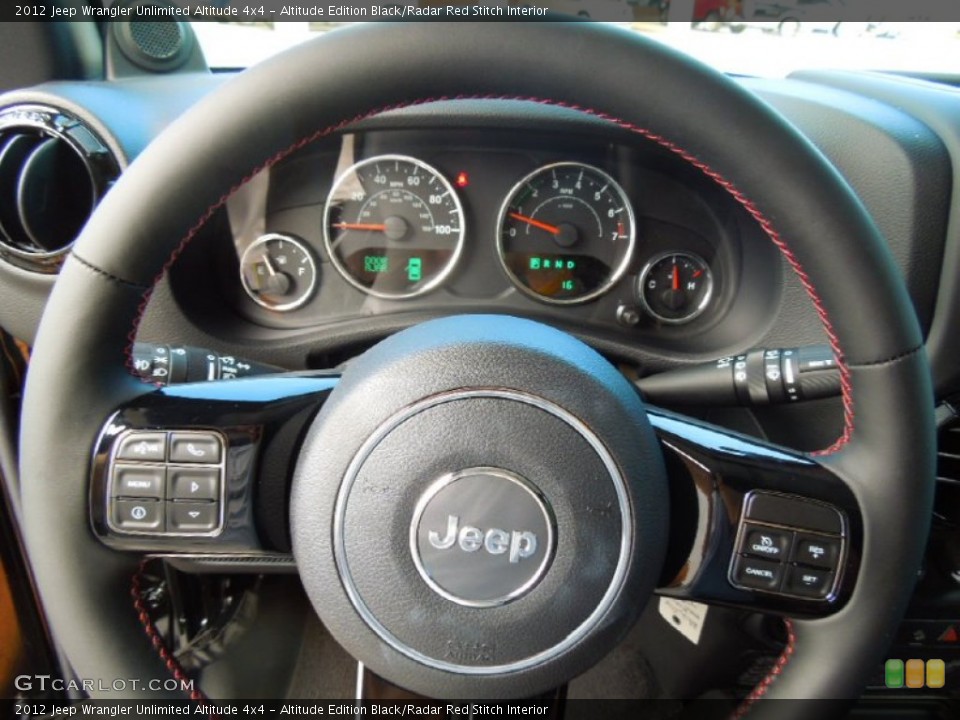 Altitude Edition Black/Radar Red Stitch Interior Steering Wheel for the 2012 Jeep Wrangler Unlimited Altitude 4x4 #68090156