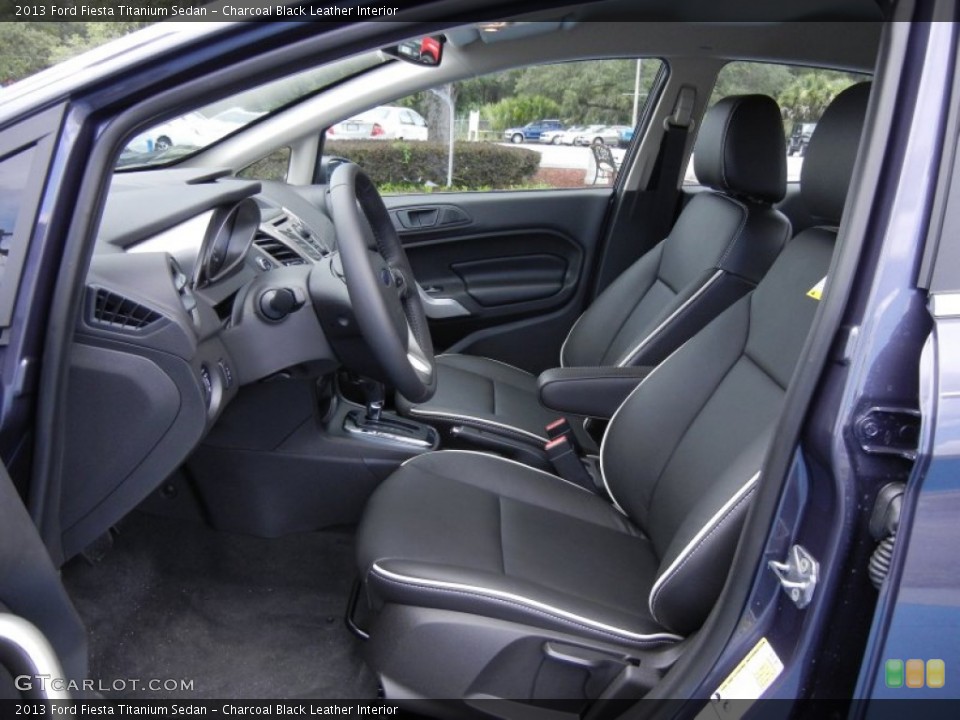 Charcoal Black Leather Interior Front Seat for the 2013 Ford Fiesta Titanium Sedan #68096864