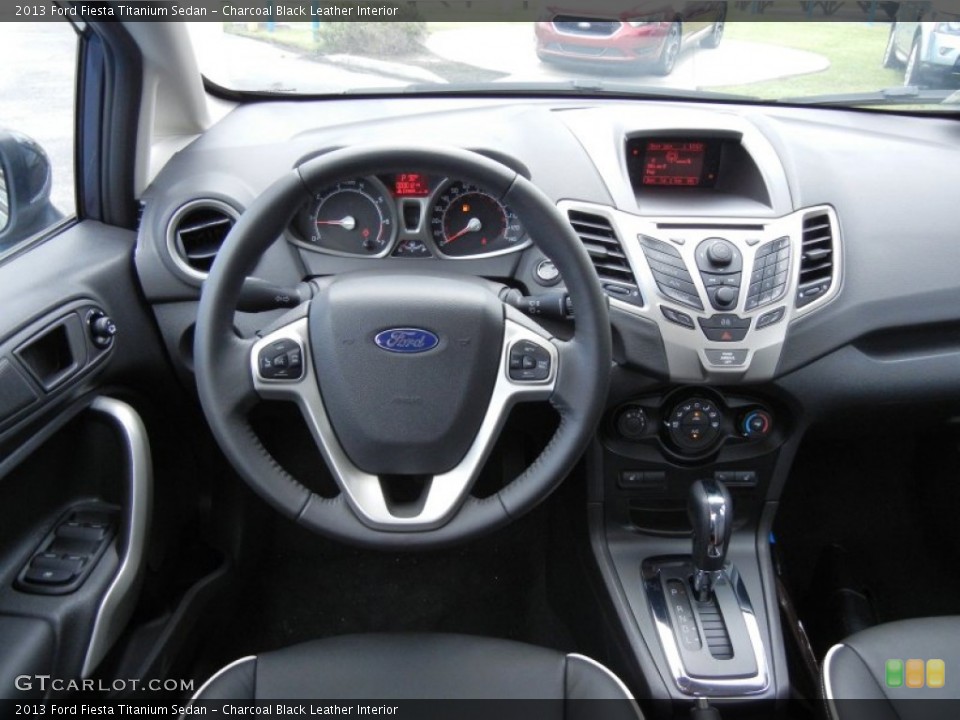 Charcoal Black Leather Interior Dashboard for the 2013 Ford Fiesta Titanium Sedan #68096885