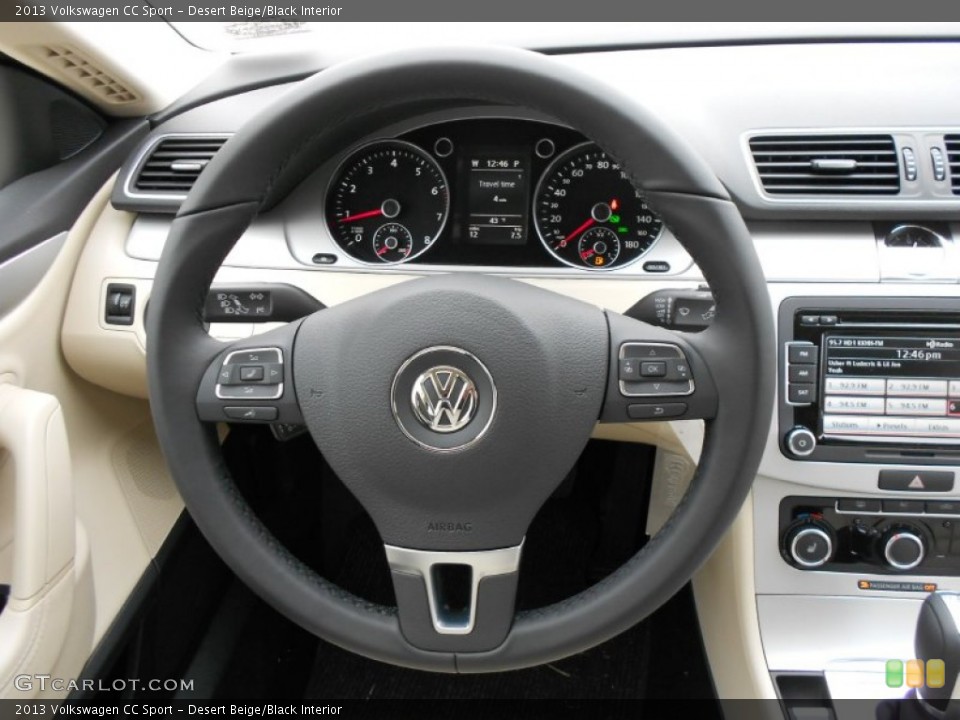 Desert Beige/Black Interior Steering Wheel for the 2013 Volkswagen CC Sport #68121131
