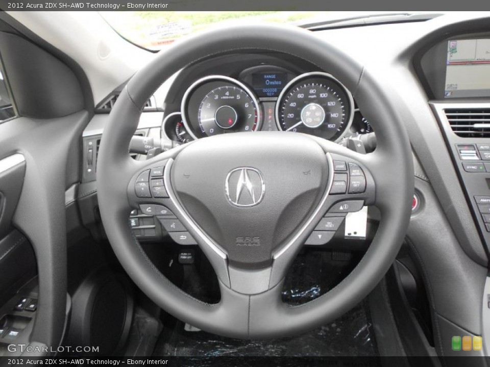 Ebony Interior Steering Wheel for the 2012 Acura ZDX SH-AWD Technology #68124806
