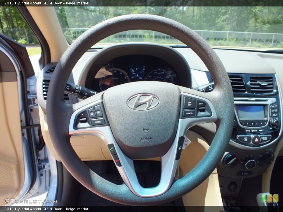Beige Interior Steering Wheel for the 2013 Hyundai Accent GLS 4 Door #68178461