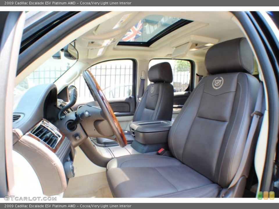 Cocoa/Very Light Linen Interior Front Seat for the 2009 Cadillac Escalade ESV Platinum AWD #68193762