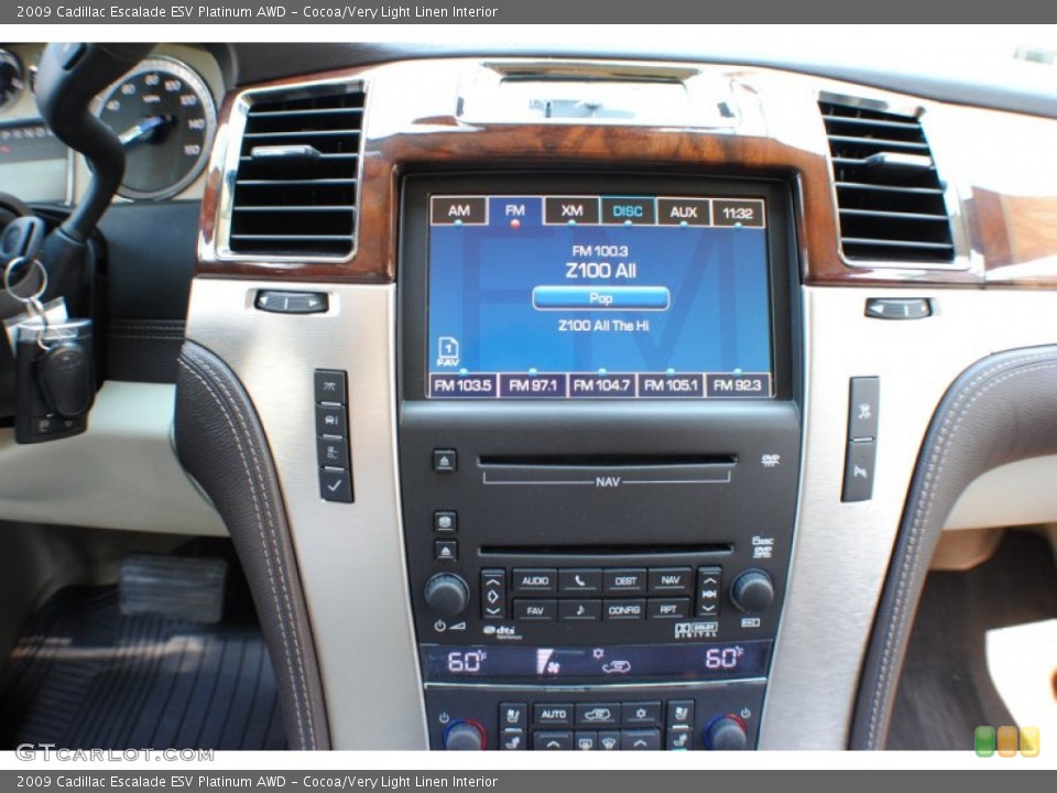 Cocoa/Very Light Linen Interior Controls for the 2009 Cadillac Escalade ESV Platinum AWD #68193771