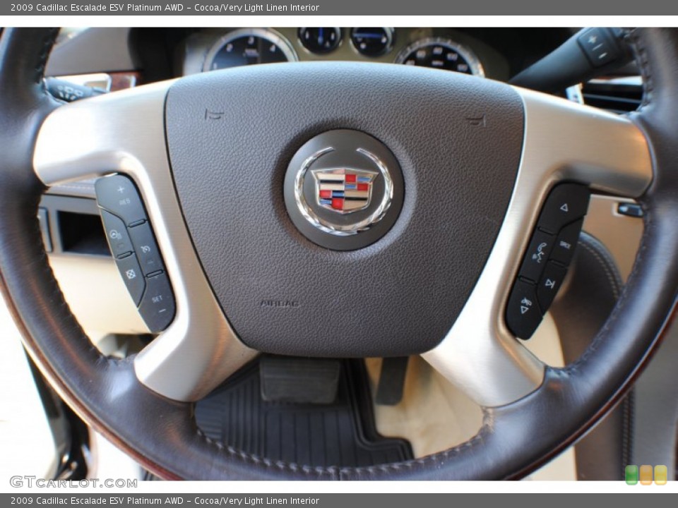 Cocoa/Very Light Linen Interior Steering Wheel for the 2009 Cadillac Escalade ESV Platinum AWD #68193807