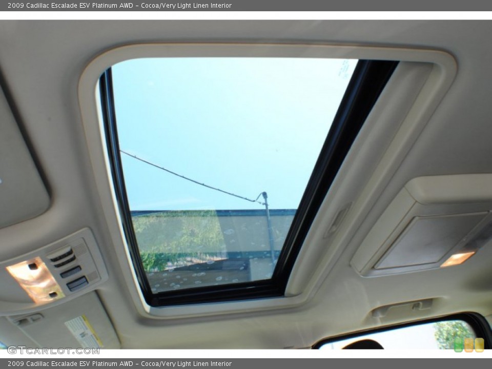 Cocoa/Very Light Linen Interior Sunroof for the 2009 Cadillac Escalade ESV Platinum AWD #68193828