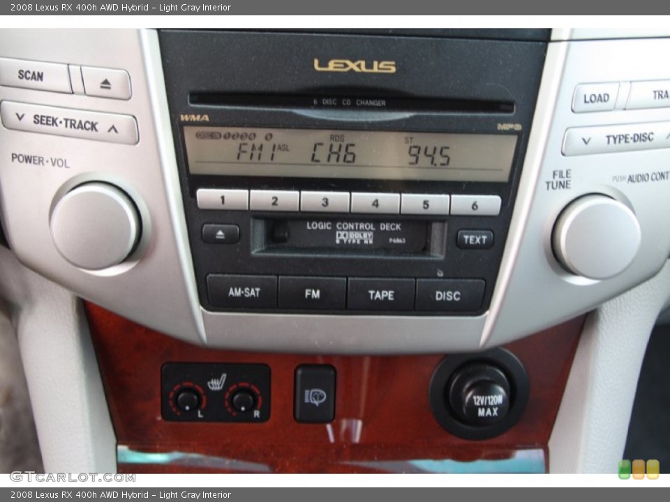 Light Gray Interior Controls for the 2008 Lexus RX 400h AWD Hybrid #68237695