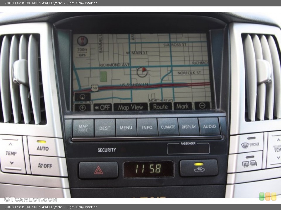 Light Gray Interior Navigation for the 2008 Lexus RX 400h AWD Hybrid #68237701