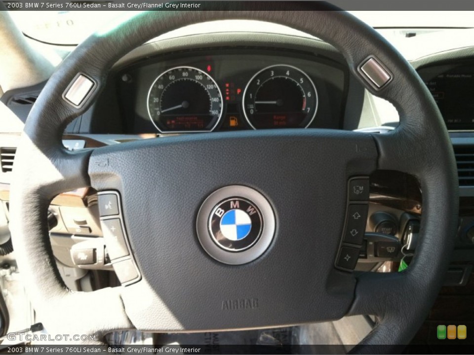 Basalt Grey/Flannel Grey Interior Steering Wheel for the 2003 BMW 7 Series 760Li Sedan #68239762