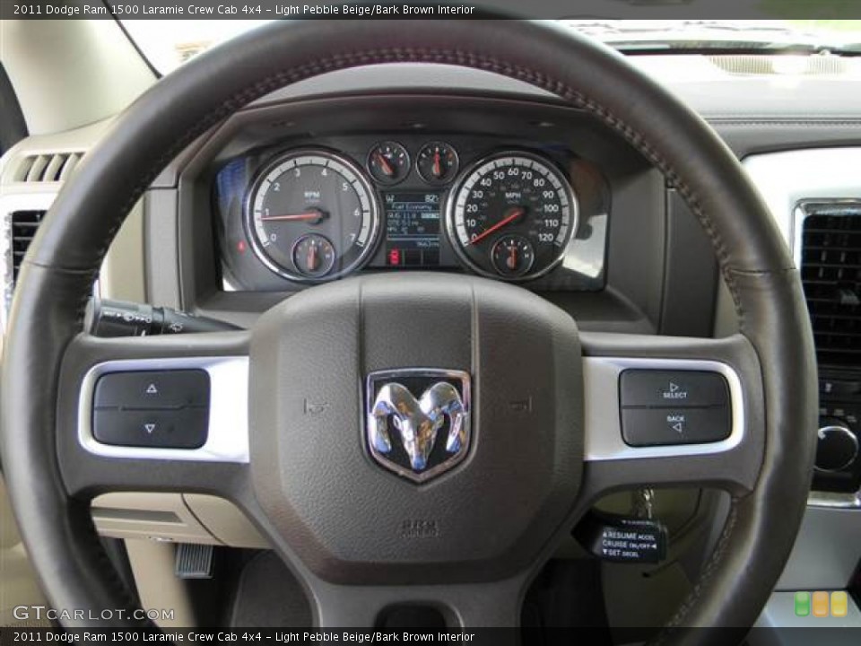 Light Pebble Beige/Bark Brown Interior Steering Wheel for the 2011 Dodge Ram 1500 Laramie Crew Cab 4x4 #68246074