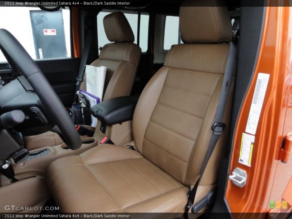 Black/Dark Saddle Interior Front Seat for the 2011 Jeep Wrangler Unlimited Sahara 4x4 #68269286