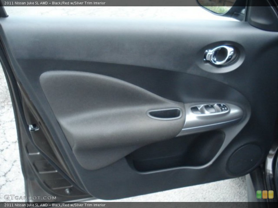 Black/Red w/Silver Trim Interior Door Panel for the 2011 Nissan Juke SL AWD #68284019