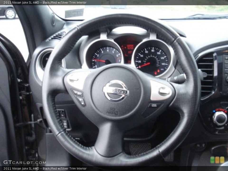 Black/Red w/Silver Trim Interior Steering Wheel for the 2011 Nissan Juke SL AWD #68284117