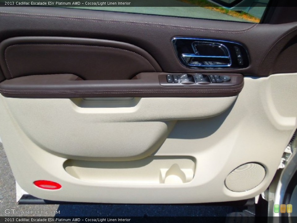 Cocoa/Light Linen Interior Door Panel for the 2013 Cadillac Escalade ESV Platinum AWD #68292224