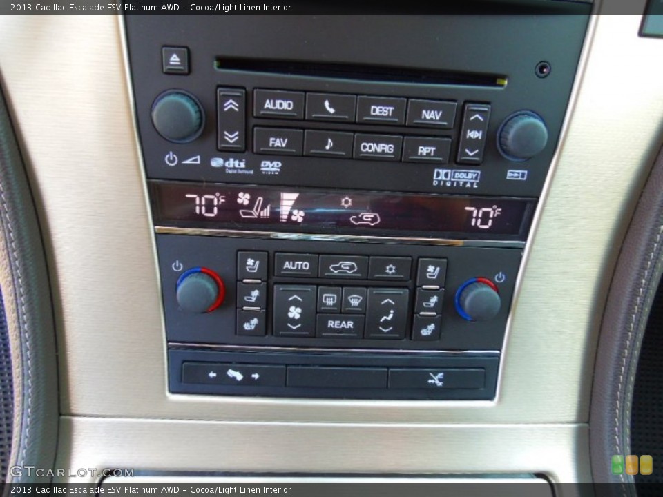 Cocoa/Light Linen Interior Controls for the 2013 Cadillac Escalade ESV Platinum AWD #68292239