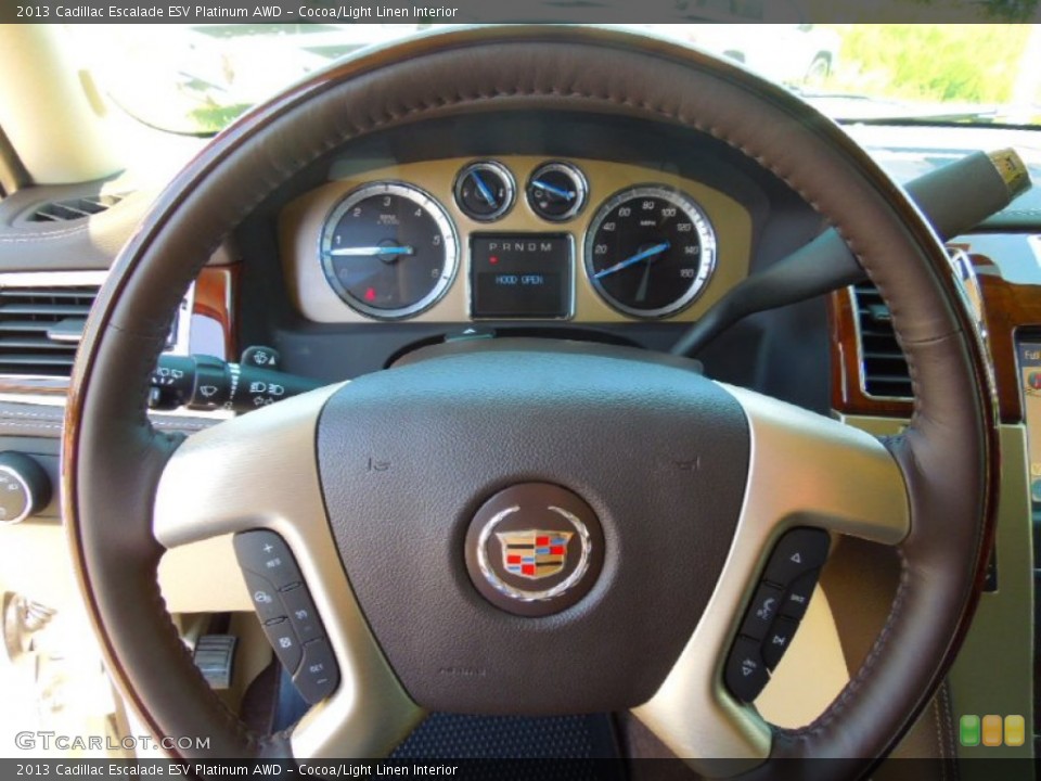Cocoa/Light Linen Interior Steering Wheel for the 2013 Cadillac Escalade ESV Platinum AWD #68292257