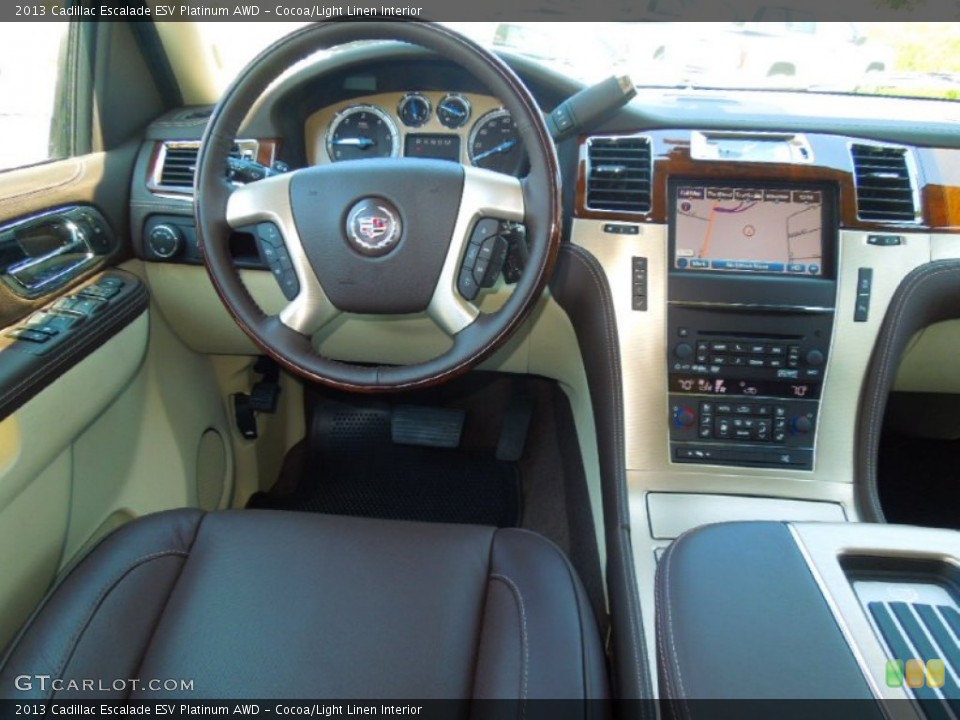 Cocoa/Light Linen Interior Dashboard for the 2013 Cadillac Escalade ESV Platinum AWD #68292320