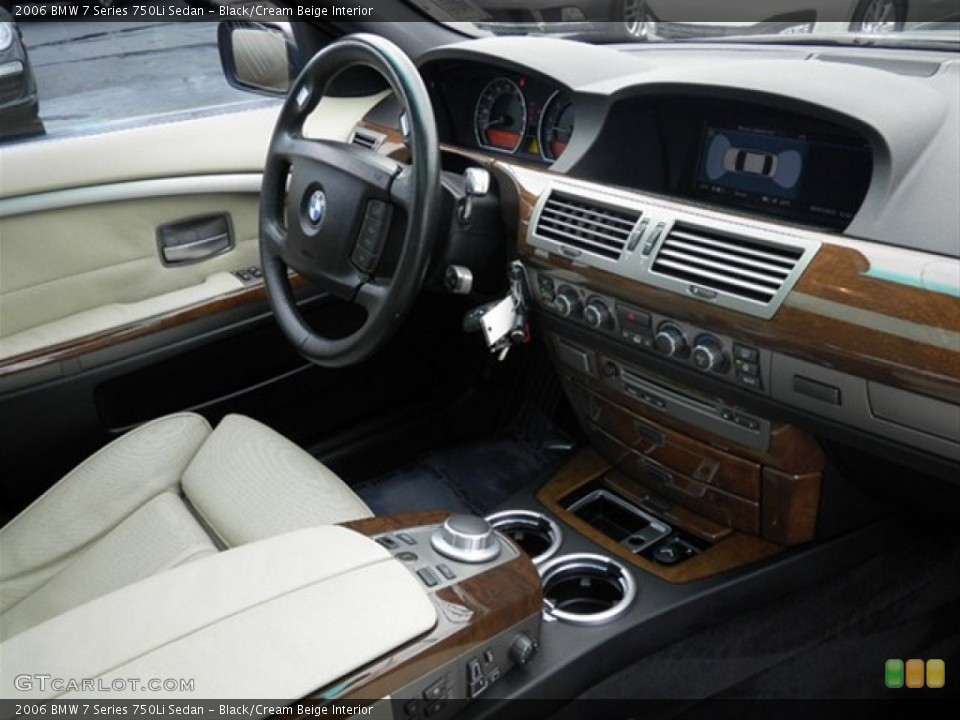 Black/Cream Beige Interior Dashboard for the 2006 BMW 7 Series 750Li Sedan #68323226