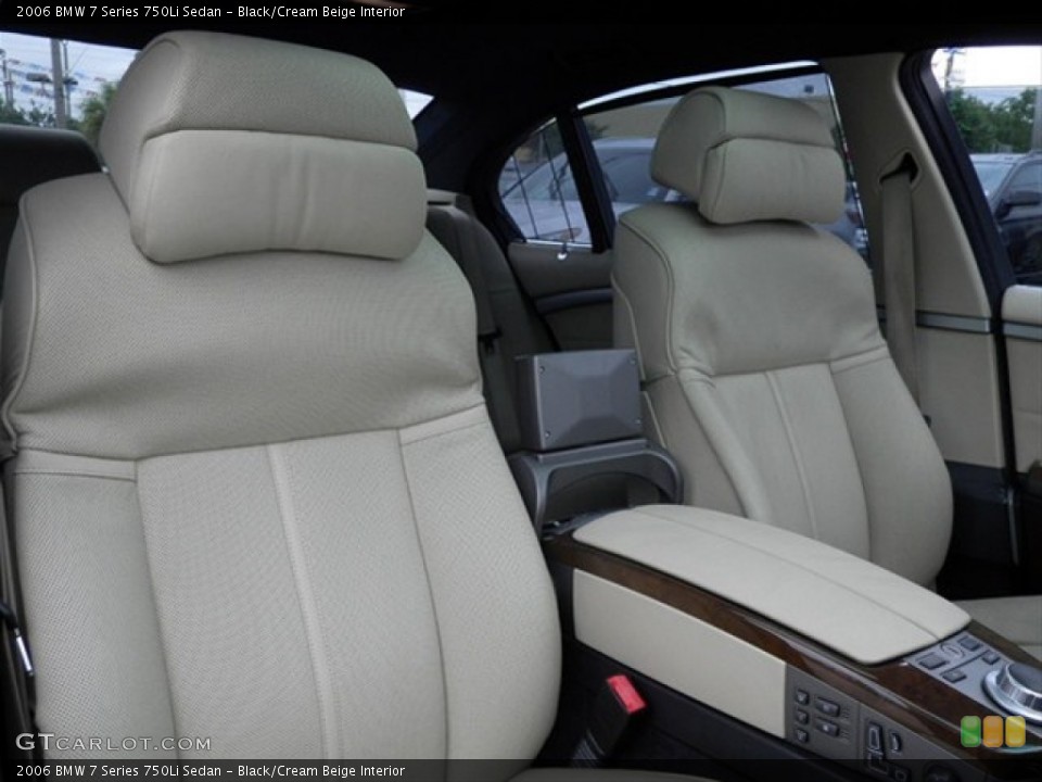 Black/Cream Beige Interior Front Seat for the 2006 BMW 7 Series 750Li Sedan #68323235