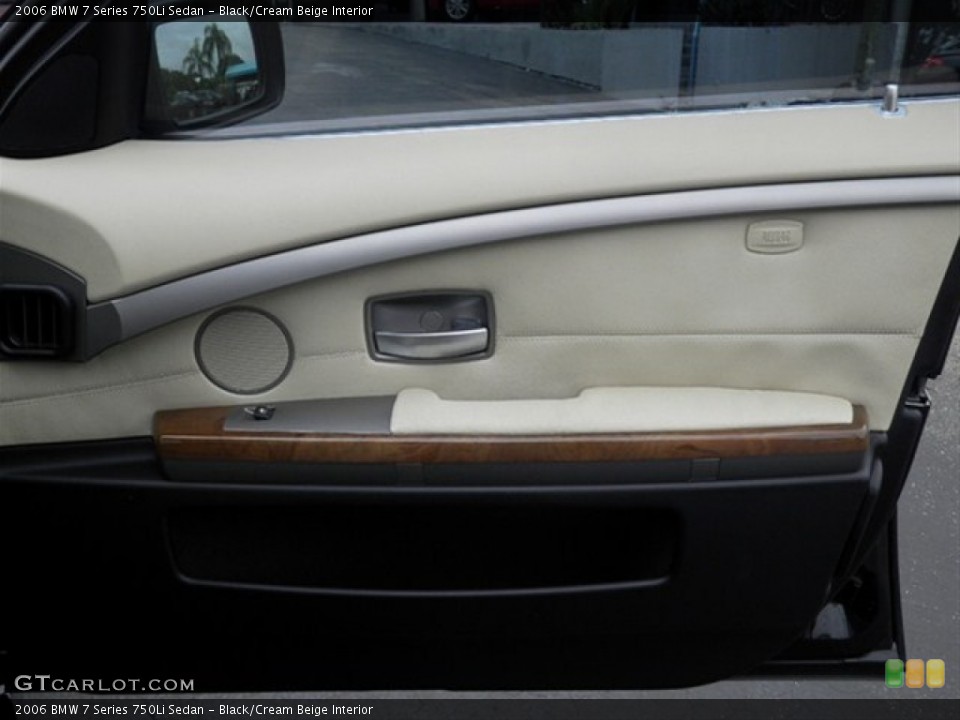Black/Cream Beige Interior Door Panel for the 2006 BMW 7 Series 750Li Sedan #68323241