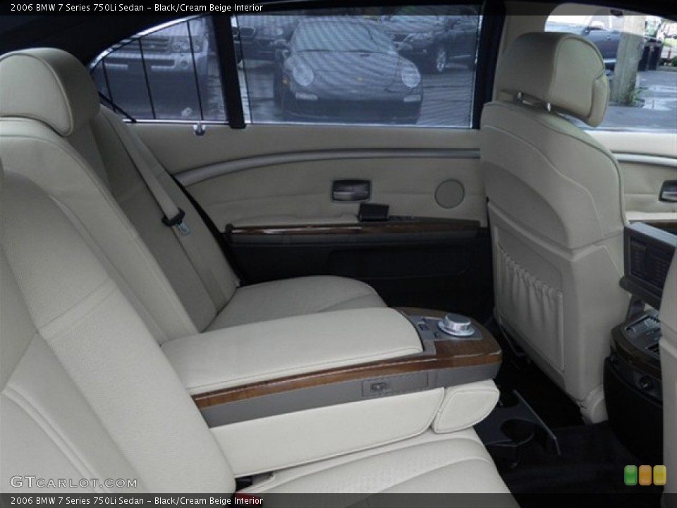 Black/Cream Beige Interior Rear Seat for the 2006 BMW 7 Series 750Li Sedan #68323269