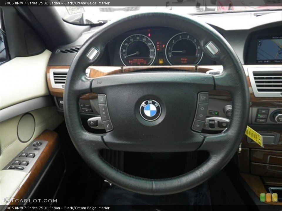 Black/Cream Beige Interior Steering Wheel for the 2006 BMW 7 Series 750Li Sedan #68323313